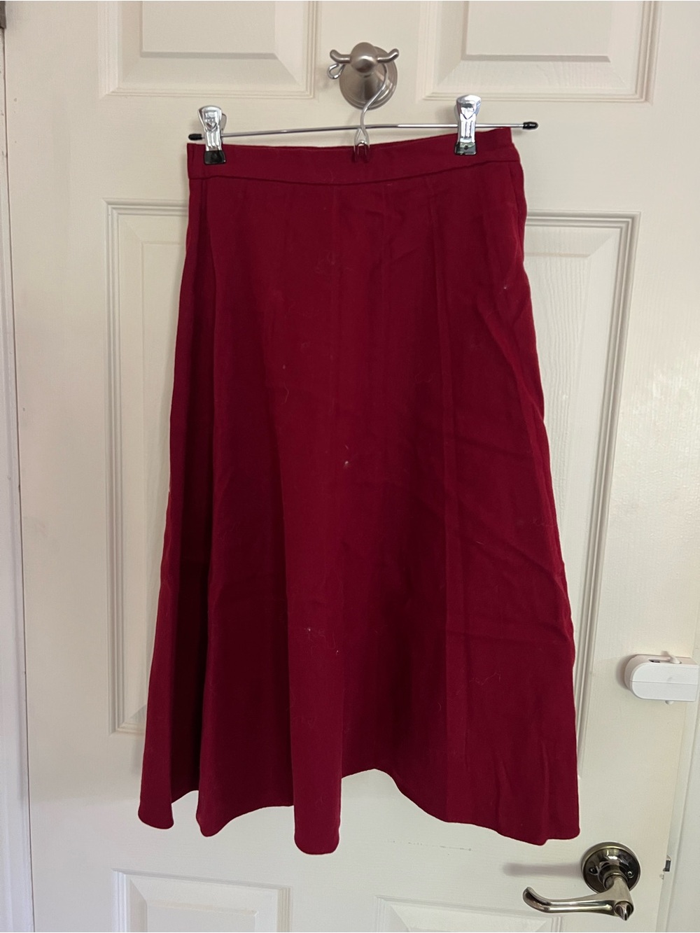 Vintage Classic Women's A-Line Skirt in Deep Wine 100% Virgin Wool